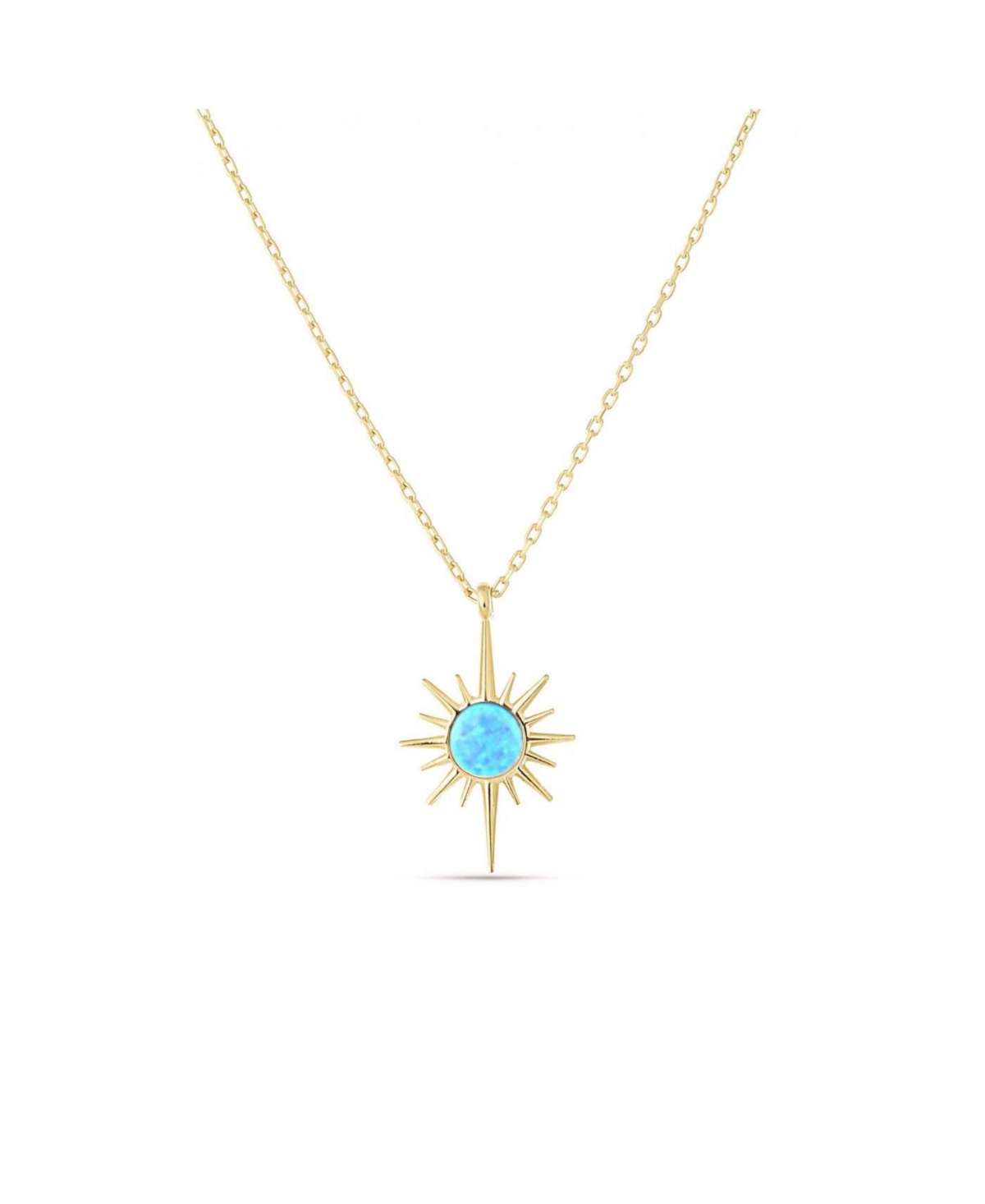 Blue Opal Northernstar Sterling Silver Pendant Necklace - Rose gold
