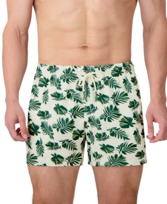 Men's Leaf-Print Woven Swim Trunks
