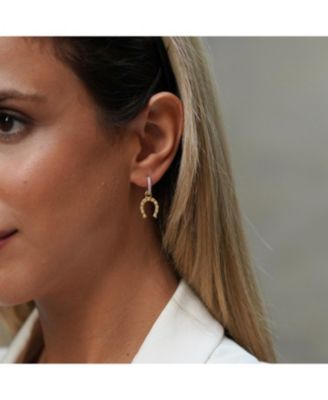 Silver Hoop Sterling Silver Horseshoe Equestrian Earrings