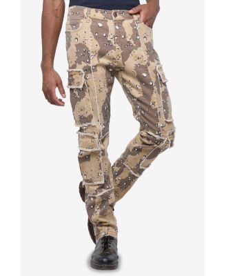 Men's Printed Cargo Pocket Denim Jeans