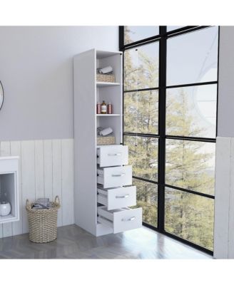 Bathroom Storage Cabinet with Glass Door and Sliding Drawers