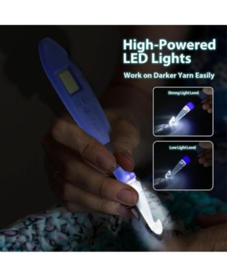 Rechargeable Lighted Crochet Hook Set with Stitch Counter, 22 Interchangeable Metal Heads, Ergonomic Handle – Gift for Knitters