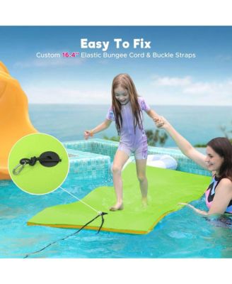 Green Water Floating Mat Foam Pad, 7x3FT Bouncy Tear-Resistant XPE Foam