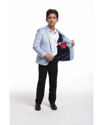 Boys Blue Slim Fit Velvet Jacket