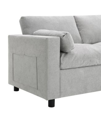  Chenille Modular Sectional Sofa with Ottomans & Pillows