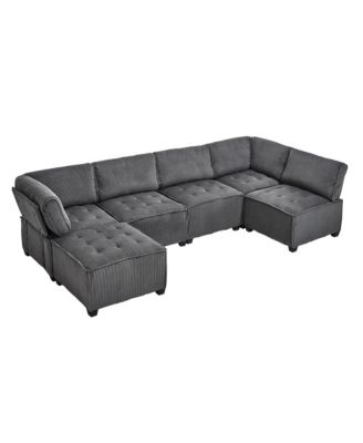 U-Shaped Modular Sectional Sofa with Reversible Chaise