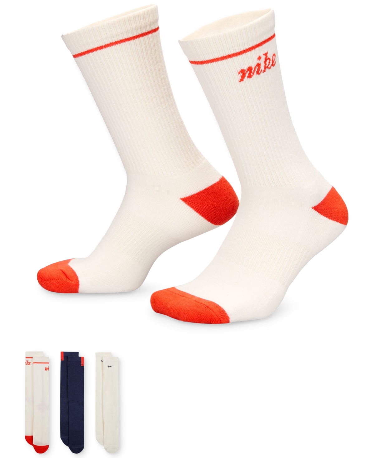 Nike Unisex 3-pk. Everyday Plus Cushioned Crew Socks In Multi