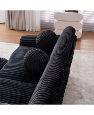 84" Black Corduroy Sofa Couch