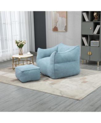 Durable Comfort Lounger: Bean Bag Sofa & Footstool Combo