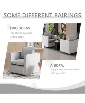 Streamdale 1-Piece Linen & Foam Accent Chair – Soft Cushion, Deep Seat, Rounded Armrests, Modern Single Sofa