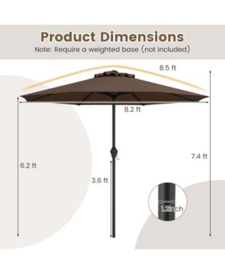Outdoor Heavy Duty Market Umbrella with Crank Handle and 8 Sturdy Ribs