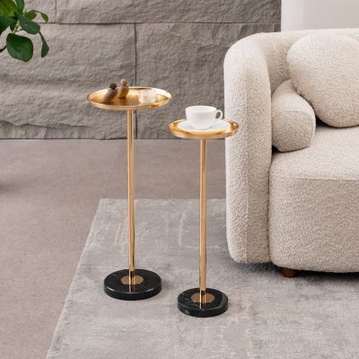 Streamdale Adjustable Marble Side Table Gold & White