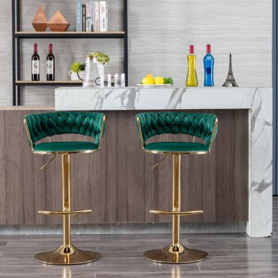 Streamdale Adjustable Swivel Bar Stools with Chrome Base (Set of 2)