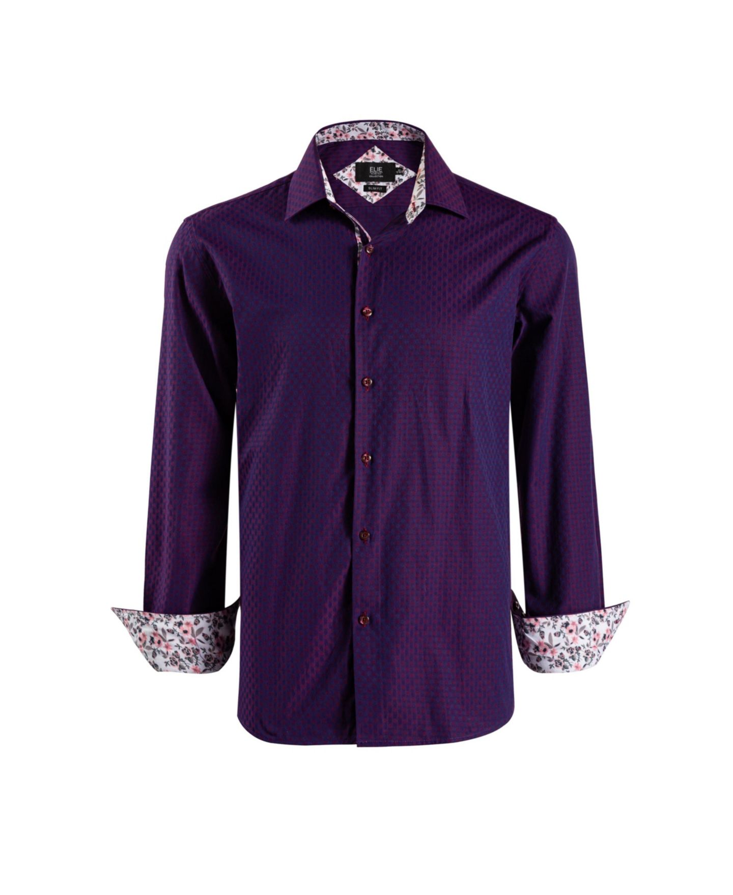 Рубашка Elie Balleh Wine Slim Fit Jacquard Dot Shirt для мальчиков, цвет: Винный — фото 2
