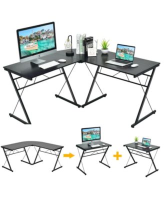 59 Inch L-Shaped Desk Corner Computer Desk with Round Corner