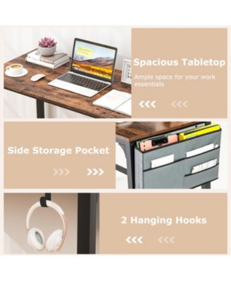 48 Inch Rolling Computer Desk with Metal Frame for Home Office