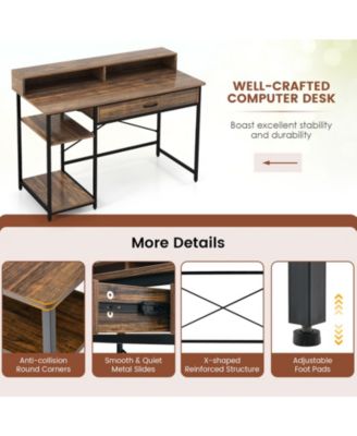 48 Inch Computer Desk with Monitor Stand Drawer and Shelves