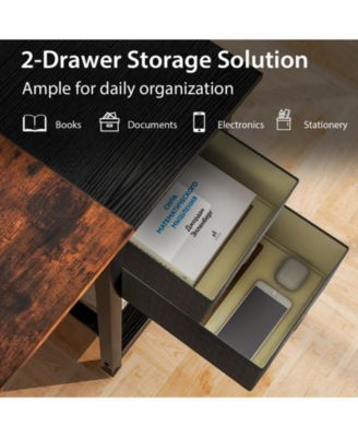 48-Inch Home Office Desk with 2 Drawers Hanging Hook