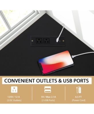 Triangle Computer Corner Desk with Charging Station