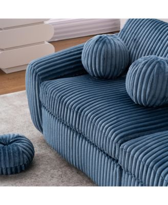 Streamdale 84" Blue Corduroy Sofa Couch