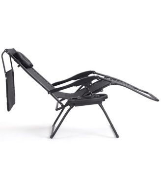 Folding Recliner Zero Gravity Lounge Chair W/ Shade Canopy Cup Holder