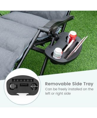Zero Gravity Chair Folding Recliner Lounge Chair w/ Cushion Cup Holder