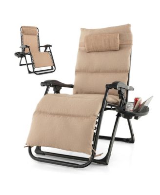 Zero Gravity Chair Folding Recliner Lounge Chair with Cushion Cup Holder