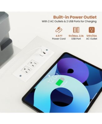 L-shaped Computer Desk with Power Outlet for Working Studying Gaming