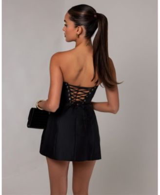 Women's Strapless Sheen Corset Mini Dress