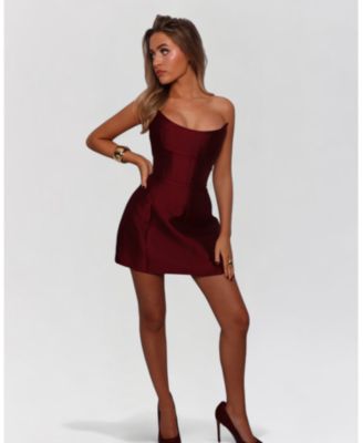 Women's Strapless Sheen Corset Mini Dress
