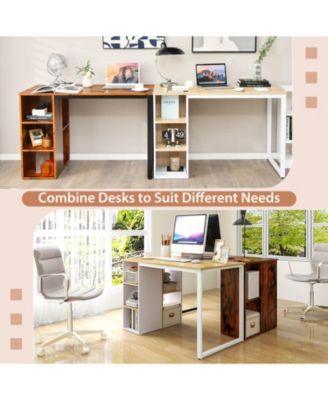 Computer Desk with 5 Side Shelves and Metal Frame