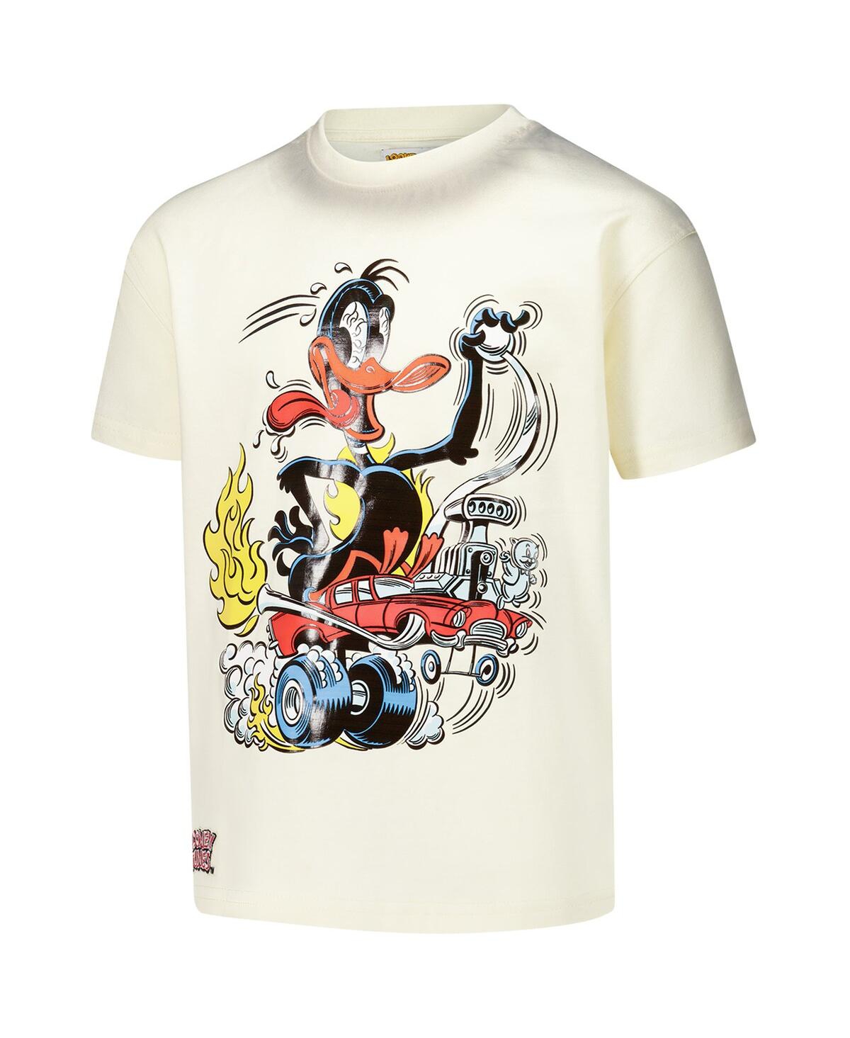 Freeze Max Big Boys And Girls Cream Looney Tunes Hot Rod Daffy T-shirt