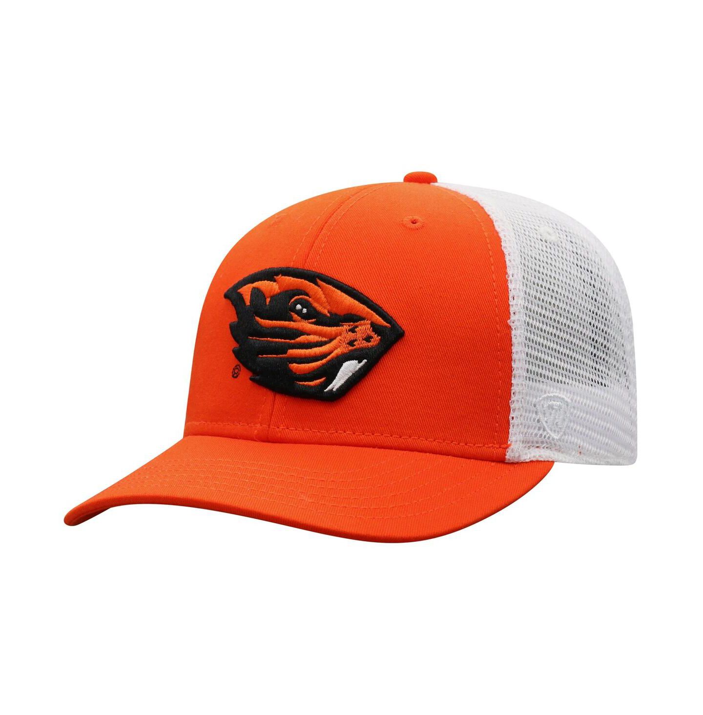 Мужская кепка Top of the World Orange/White Oregon State Beavers Victory Baseline Adjustable Trucker Hat — фото 1