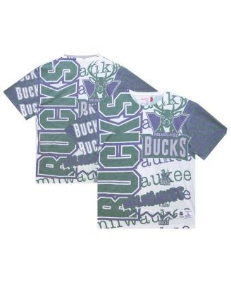 Mitchell & Ness - Men's  White Milwaukee Bucks Jumbotron 2.0 Sublimated T-Shirt