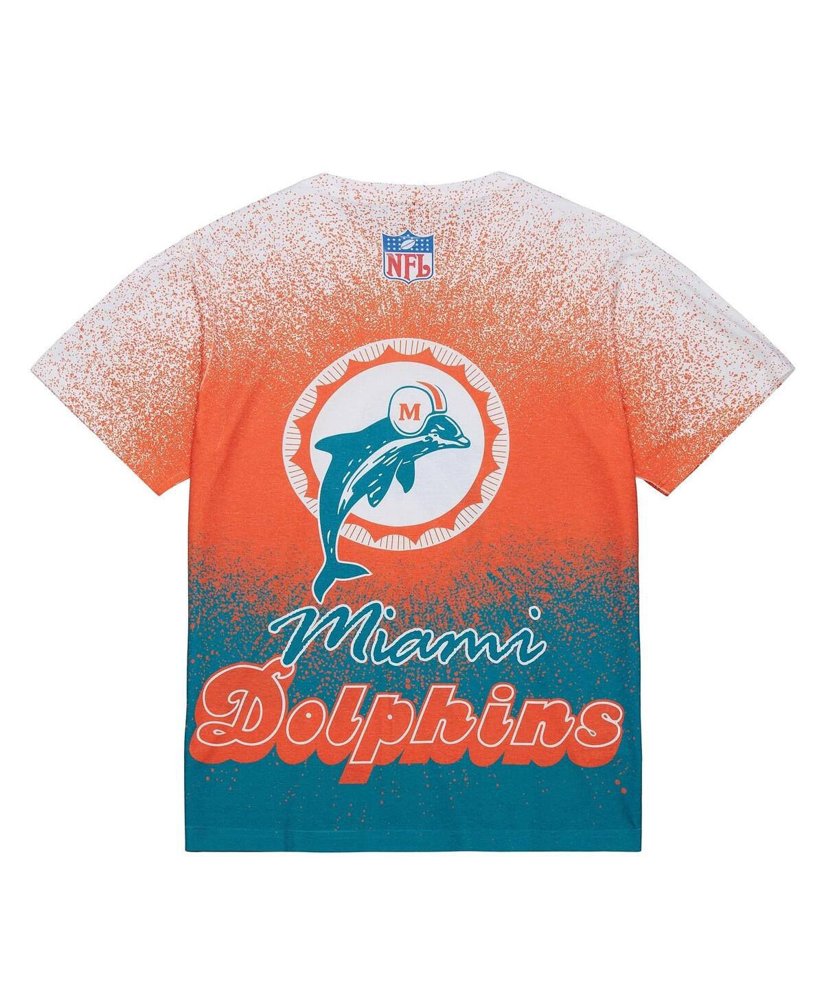 Mitchell & Ness Men's White Miami Dolphins Team Burst Vintage Logo T-shirt In Burgundy