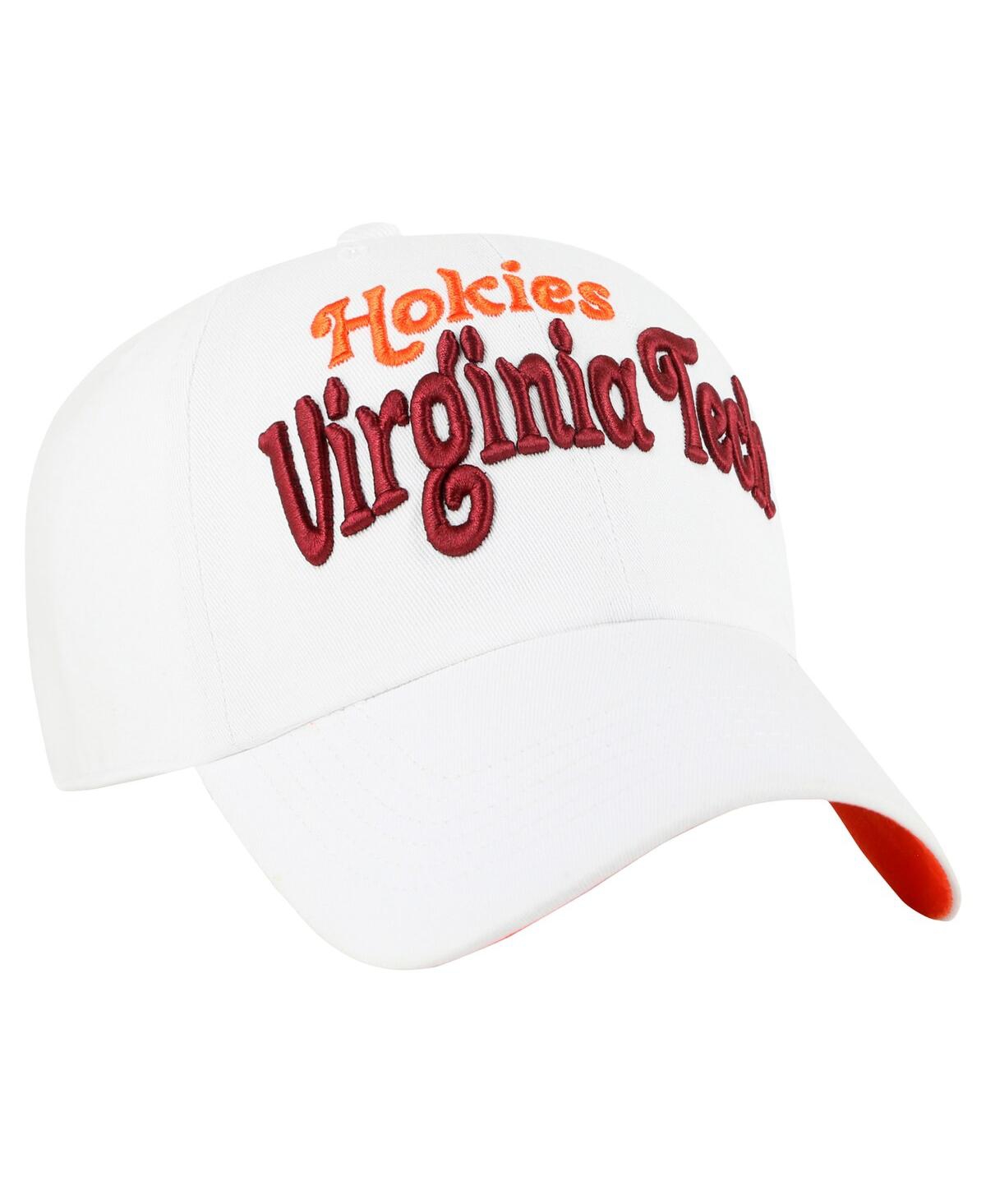 47 Brand Women's White Virginia Tech Hokies Pensacola Clean Up Adjustable Hat