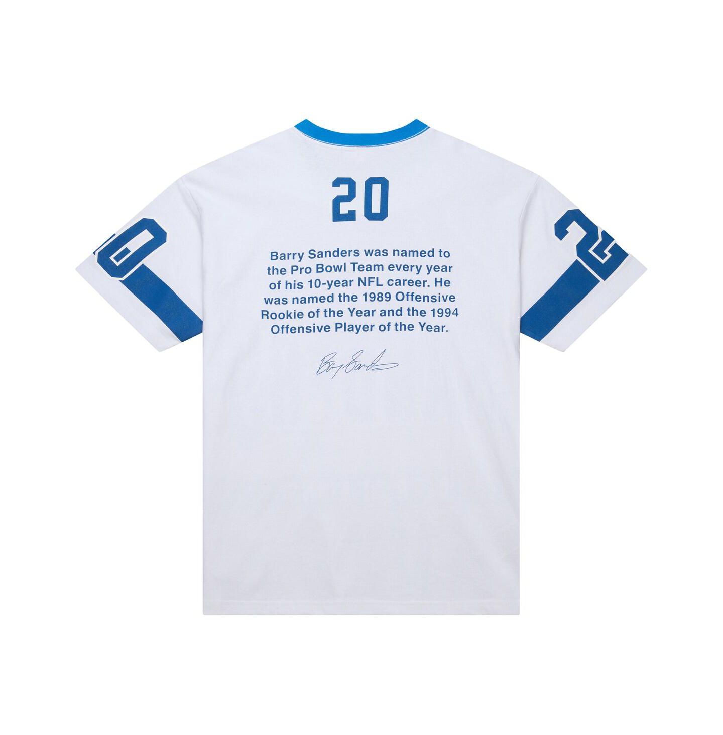 Мужская футболка Mitchell & Ness Barry Sanders White Detroit Lions Name & Number Team Origins Vintage Logo — фото 2