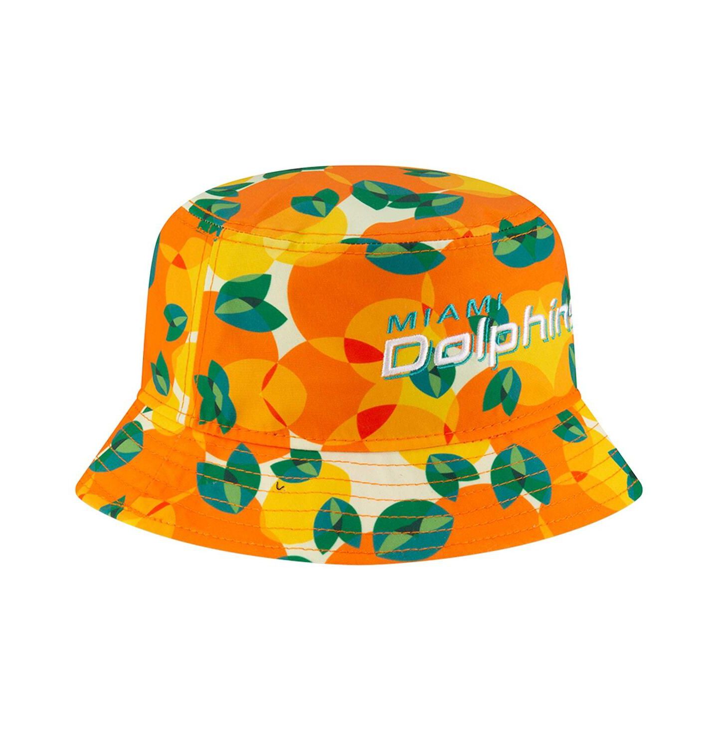 Мужская панама New Era Orange Miami Dolphins Citrus Bucket Hat — фото 2