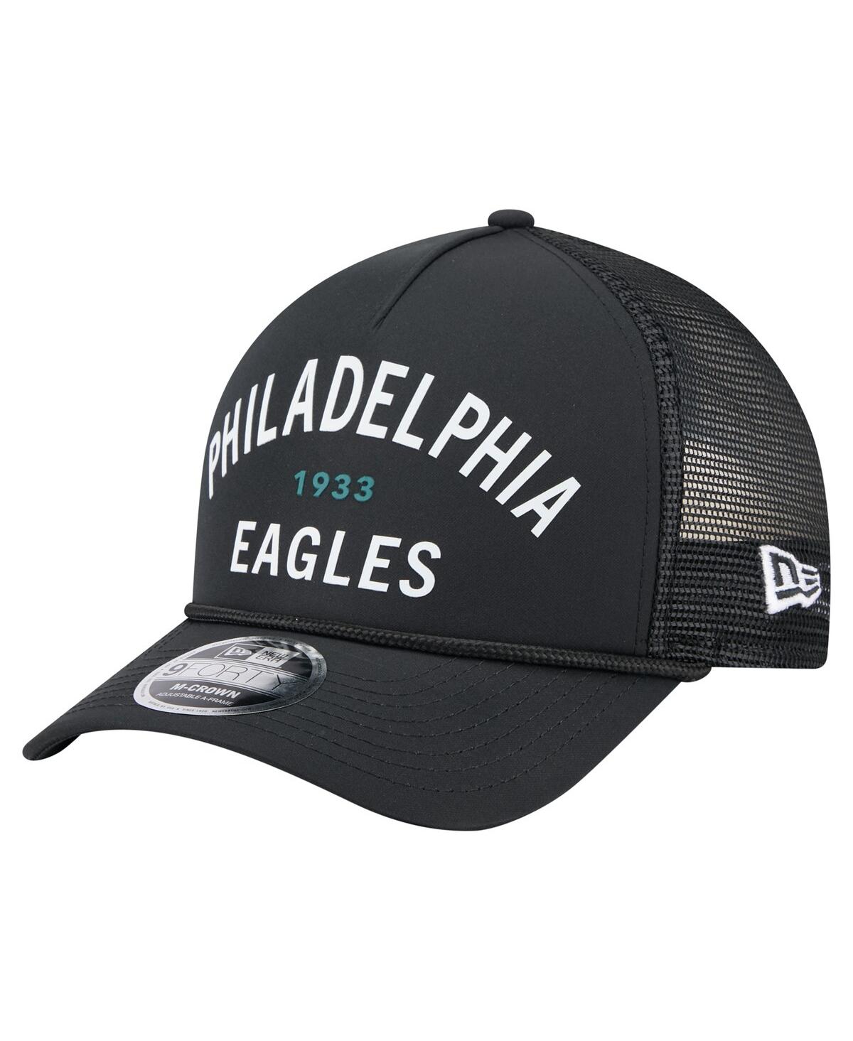 New Era Men's Black Philadelphia Eagles Active Minimalist M-crown A-frame 9forty Adjustable Hat