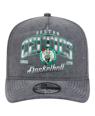 Men's Charcoal Boston Celtics Throwback Washed Pre-Curved 9FIFTY Snapback Hat