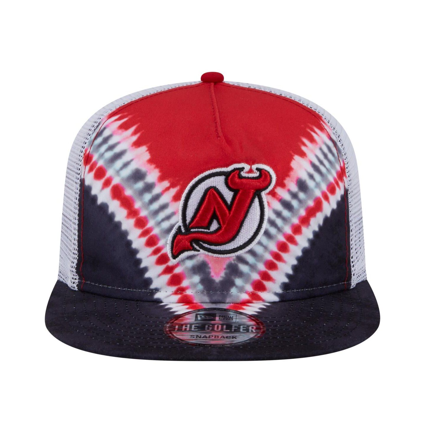 Мужские головные уборы New Era Black/Red New Jersey Devils Throwback V-Dye Adjustable Golfer Hat — фото 2