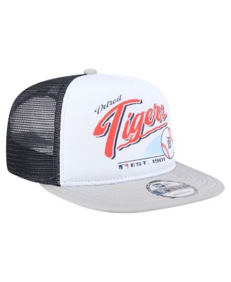Men's White/Gray Detroit Tigers Retro Script Trucker 9FIFTY Snapback Hat