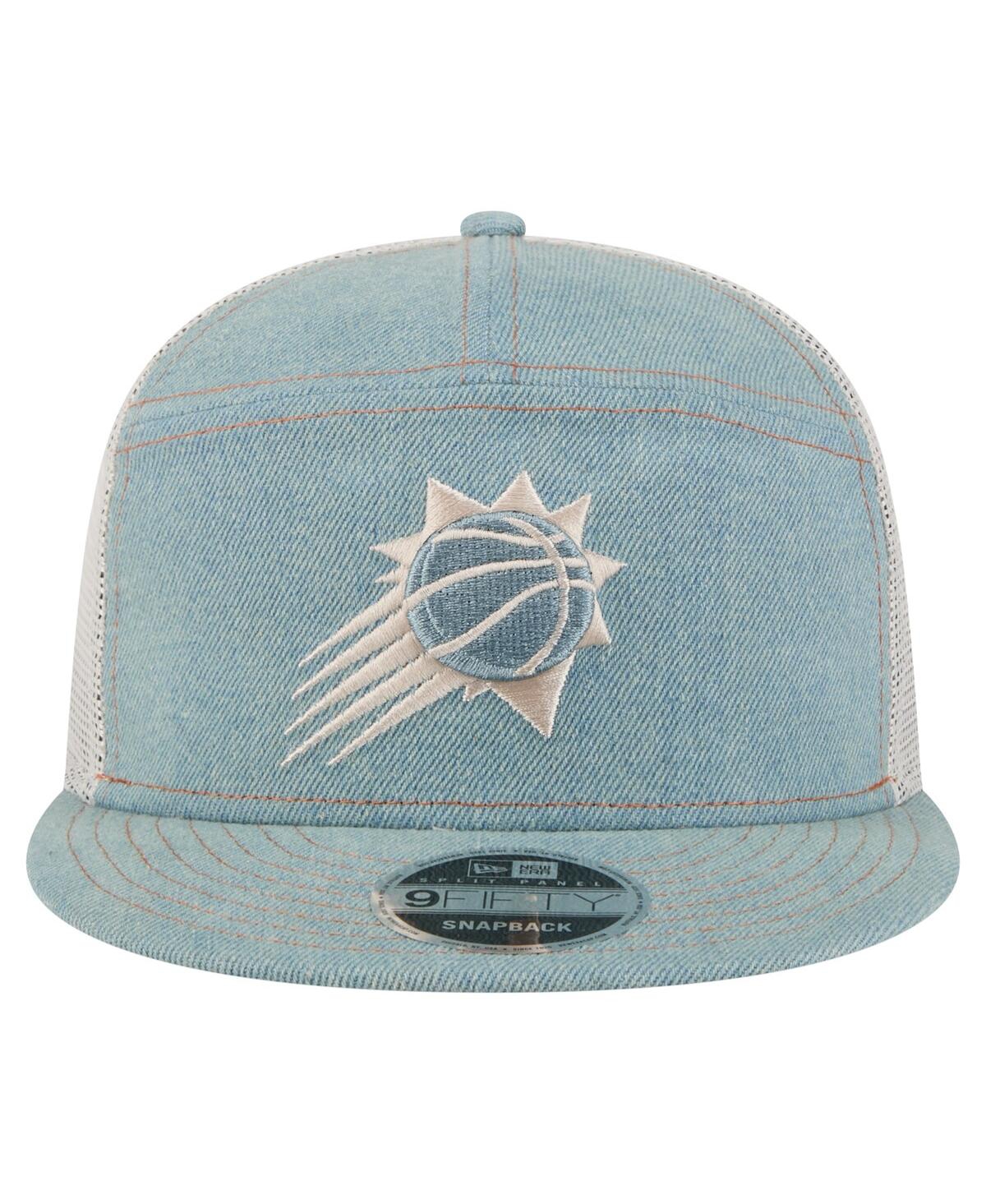 New Era Men's Phoenix Suns Adventure Denim Split Panel 9fifty Snapback Trucker Hat
