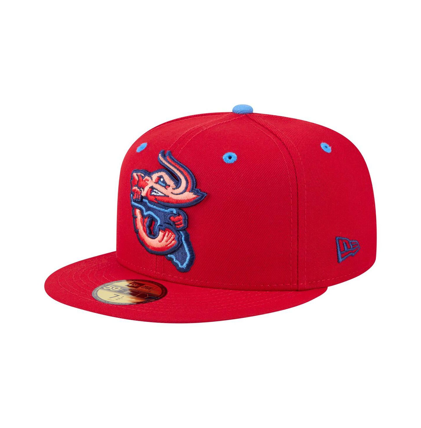 Мужская кепка New Era Red Jacksonville Jumbo Shrimp Authentic Collection 59FIFTY Fitted Hat — фото 1