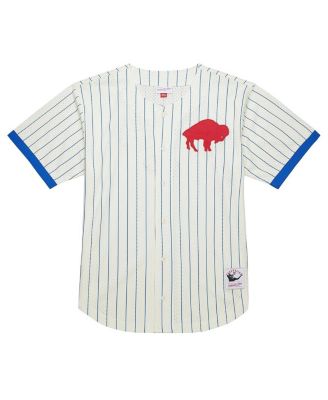 Men's Cream Buffalo Bills Vintage Logo Final Seconds Full-Button Mesh T-Shirt