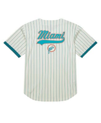 Men's Cream Miami Dolphins Final Seconds Vintage Logo Mesh Button-Up Shirt