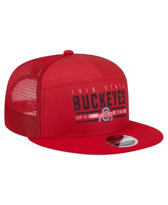 Men's Scarlet Ohio State Buckeyes Split Panel 9FIFTY Snapback Trucker Hat