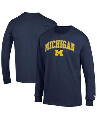 Champion - Men's Navy Michigan Wolverines Arch Over Logo Long Sleeve T-Shirt