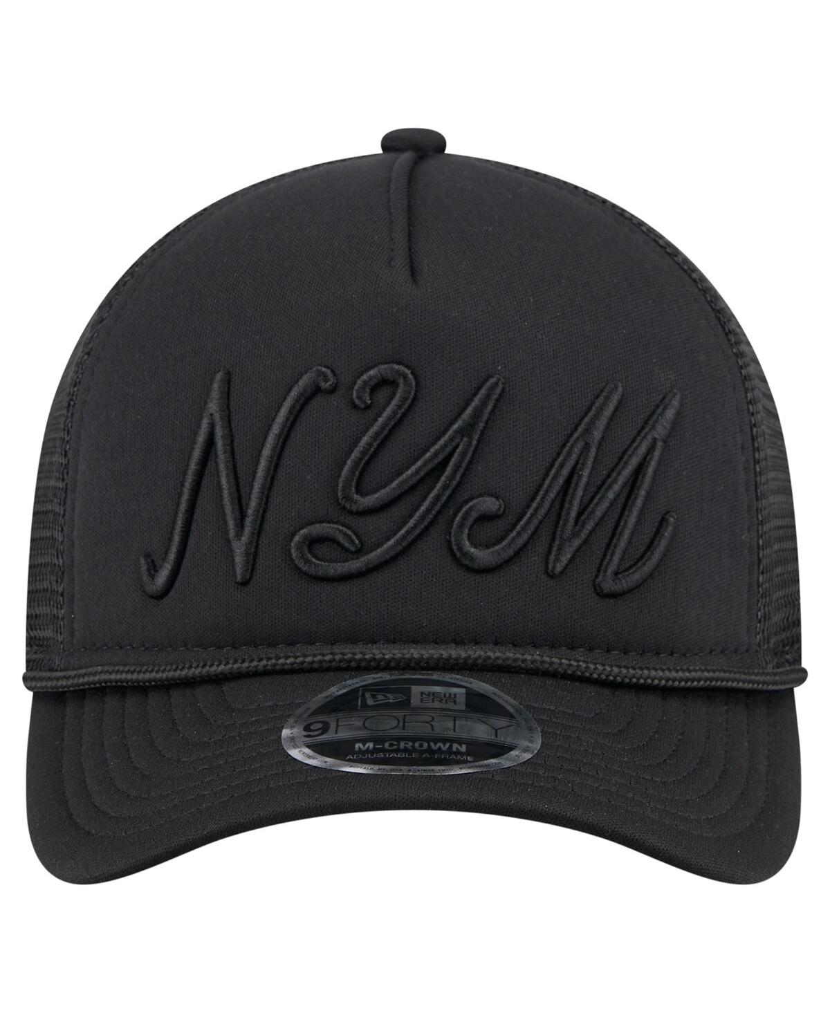 New Era Men's Black New York Mets City Initial 9forty A-frame M-crown Adjustable Trucker Hat