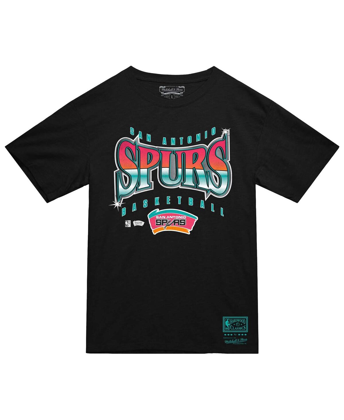 Mitchell & Ness Black San Antonio Spurs Worldwide Collection Glow Up T-shirt In Black